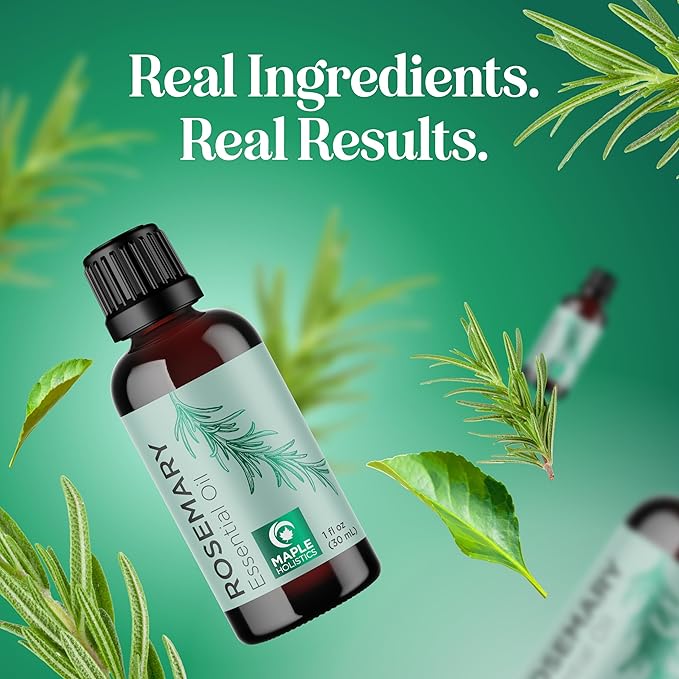 Pure Rosemary Oil for Hair Skin and Nails - 100% Pure Undiluted Rosemary Essential Oil with Dropper for Topical Uses Aromatherapy Diffusing and Home and Beauty DIYs - Vegan and Cruelty Free (1 Fl Oz)