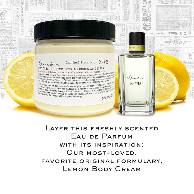 C.O. Bigelow Lemon Eau de Parfum, Citrus Perfume with Lemon Extract & White Musk, Eau de Parfum for Men & Women, 3.4 Fl Oz