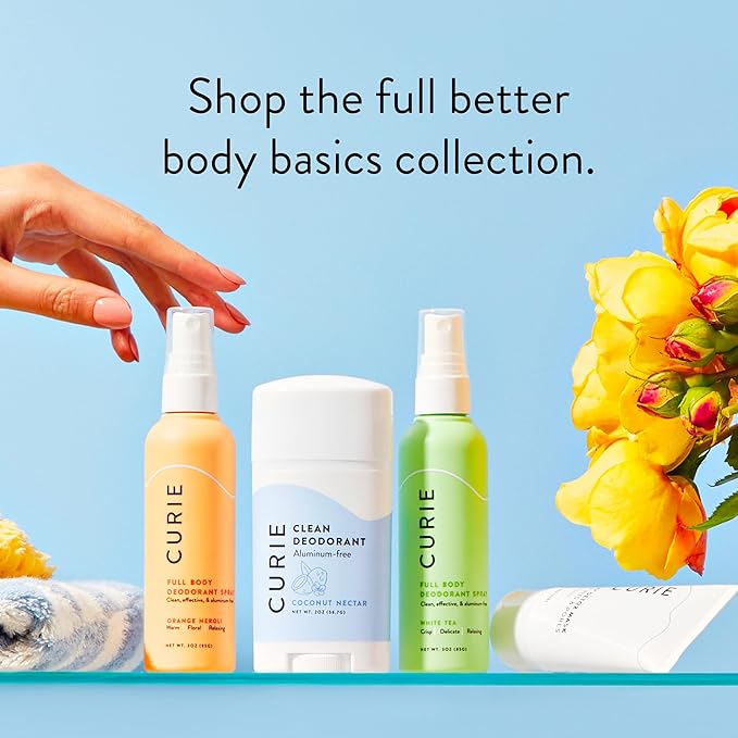 Curie Natural Deodorant for Women - Peach Soleil - Aluminum Free, Clean, Sustainable, Vegan, Paraben Free (3pk)