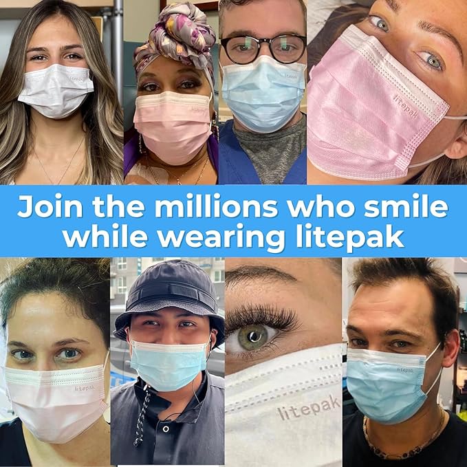 Litepak 125-Pack Disposable Face Mask Premium Comfort Earloops with Dispenser Box (Gray)