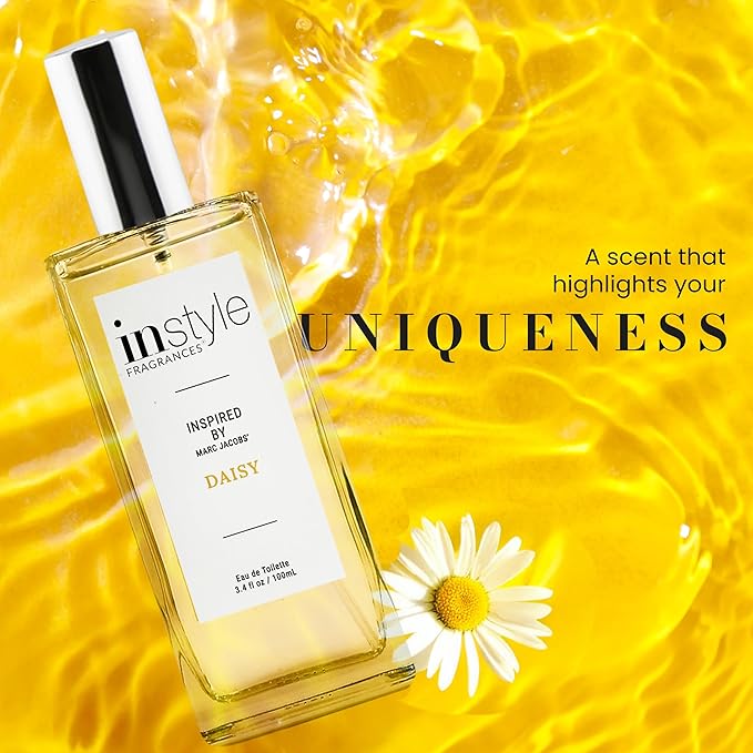 Instyle Fragrances, Inspired by Marc Jacobs' Daisy, Women’s Eau de Toilette, CLEAN, Vegan, Paraben-Free, Never Tested on Animals, 3.4 Fluid Ounces