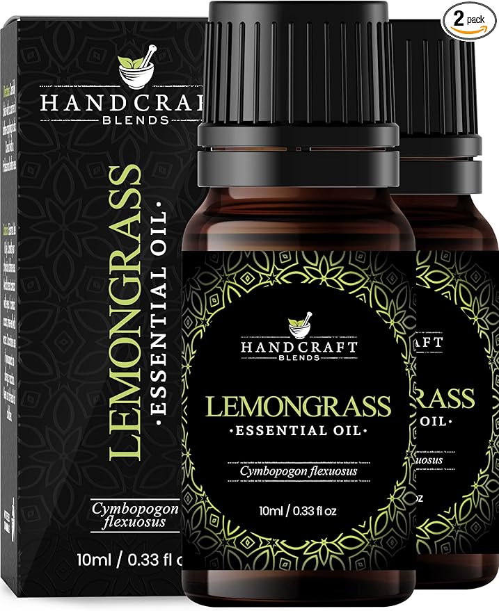 Handcraft Blends Lemongrass Essential Oil – 0.33 Fl Oz – Pack of 2 – 100% Pure and Natural – Premium Grade Essential Oil for Diffuser and Aromatherapy, Skin, Massage, Candle and Soap Making Fragrance