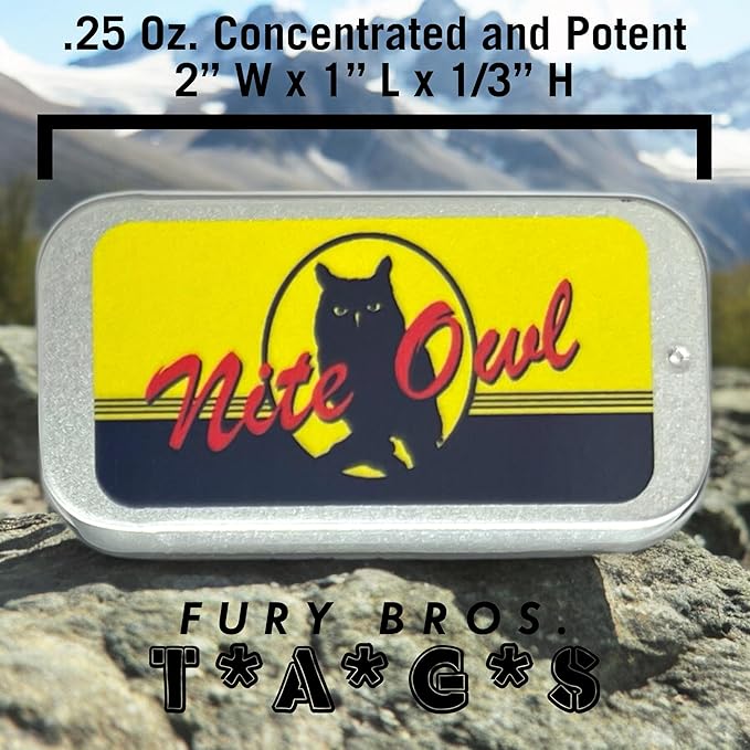 FURY BROS. TAGS Men’s Solid Cologne | Nite Owl | Lavender Vetiver Musk | Beeswax Grapeseed Oil Fragrance | Made in USA | Travel Size .25 oz