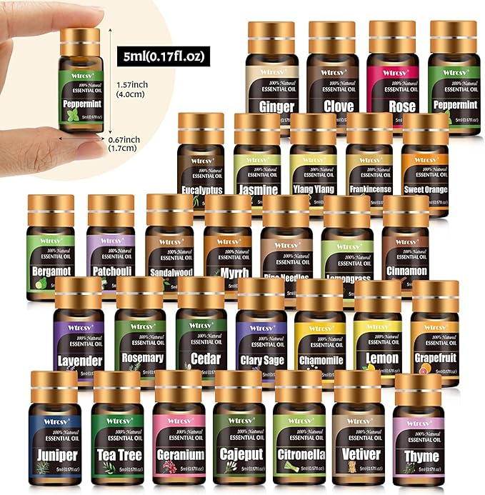Essential Oils Set - Essential Oils - Perfect for Diffuser, Humidifier,Aromatherapy, Massage,Skin & Hair Care,30x5 ml