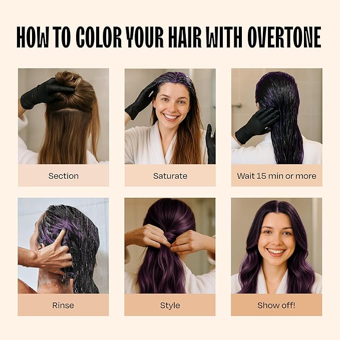 Overtone Semi Permanent Hair Color Conditioner, Royal Plum, 8 oz, Nourishing, Damage-Free, Color Depositing Mask for All Hair Types with Shea Butter & Coconut Oil, Vegan & Cruelty-Free