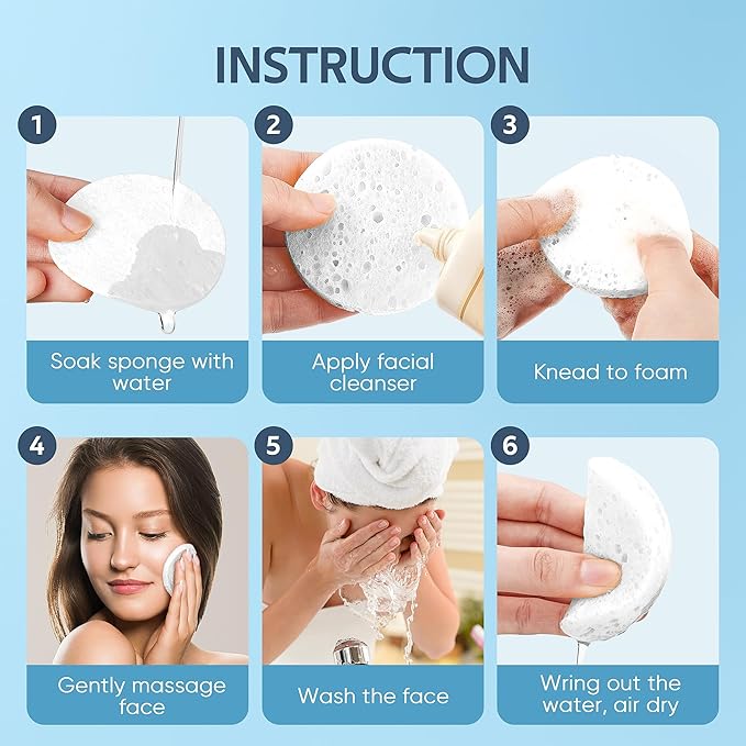 GAINWELL 100PCS Compressed Facial Sponges, Cleansing, for Personal Spa Esthetician Use, White
