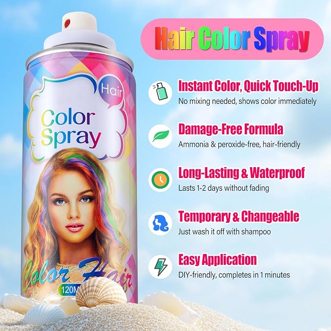 Acomler Red Hair Spray Temporary Hair Color Spray for Kids Women Men, One-Day Use Hair Color Wax, Natural Washable Temporary Hair Dye for Cosplay,Christmas Party, Halloween,Crazy Hair Day(Red, 4.06oz)