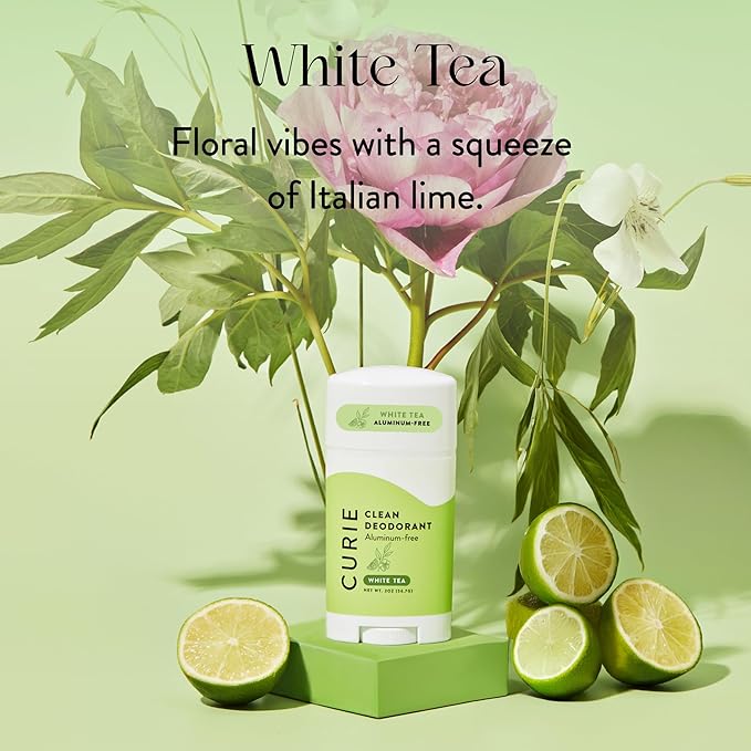 Curie Natural Deodorant for Women - White Tea - Aluminum Free, Clean, Sustainable, Vegan, Paraben Free (3pk)