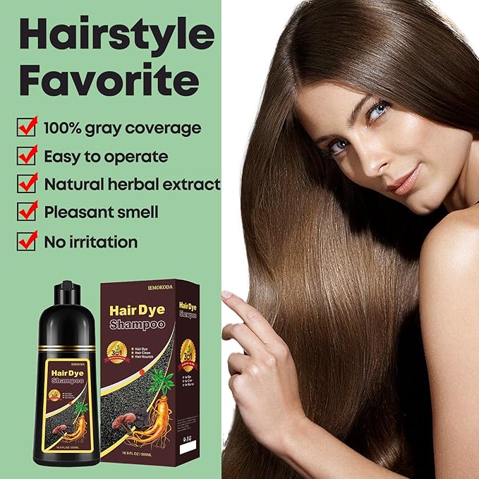 Dark Coffee Hair Dye Shampoo, Hair Dye Shampoo 3 in 1, Brown Hair Dye for Men Women Colors in Minutes, 100% Gray Coverage for All Hair Types 16.9 Fl Oz (Dark Coffee)