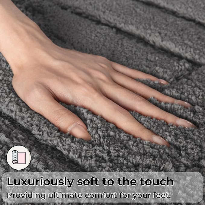 GRANNY SAYS Bathroom Rugs Sets 2 Piece,Soft Bath Mats for Bathroom, Bath Rugs Non Slip Washable, Absorbent Bath Rug for Tub, Shower and Toilet, Bath Mat Set (Grey, 20" x 32" + 16" x 24")