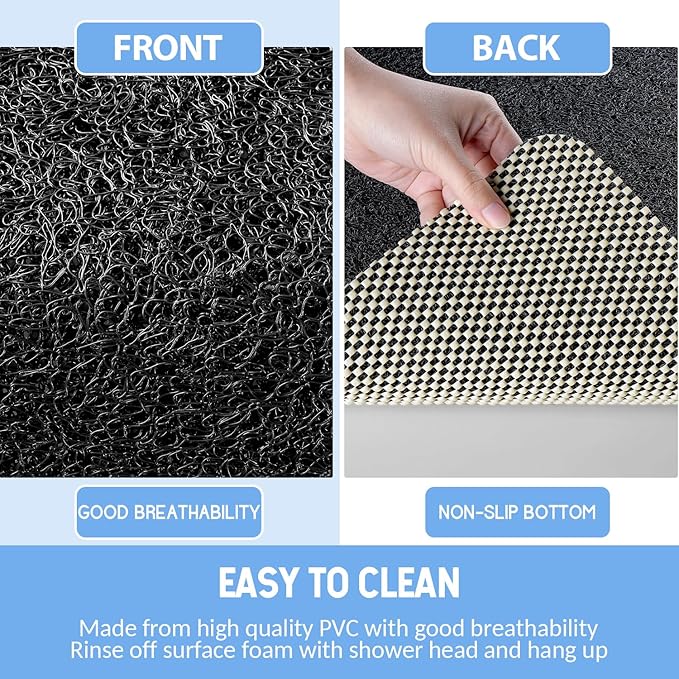 Non-Slip Bathtub Mat, Anti Slip Shower Mat, Fast Drying Bathtub Mats, Foot Scrubber Mat, Anti Slip Mat for Tub, Floor, Bathroom, Kitchen, Home, Hotel (Black 24"×24")