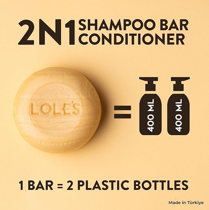 LOLE'S 2 in 1 Almond Oil Shampoo & Conditioner for Color Treated & Dry Hair, Travel Size, 99% Natural Origin, Silicone Free, 3.5Oz