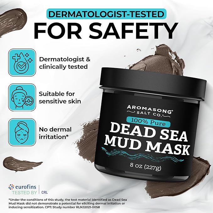 Aromasong Dead Sea Mud Mask with Coconut Oil – 100% Natural Mineral Mud for Face & Body – Hydrating Clay Mask for Pore Cleansing, Acne & Blackhead Removal, Anti-Aging, Firming & Detox