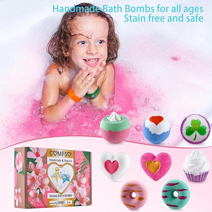 Bath Bombs for Girls - Bath Bombs, Christmas Day Gifts for Women Kids, Bubble Bath, Handmade Bath Bomb Gift Set Bathbombs Relaxing Spa Gifts Basket for Her Wife Mom Birthday Thanksgiving