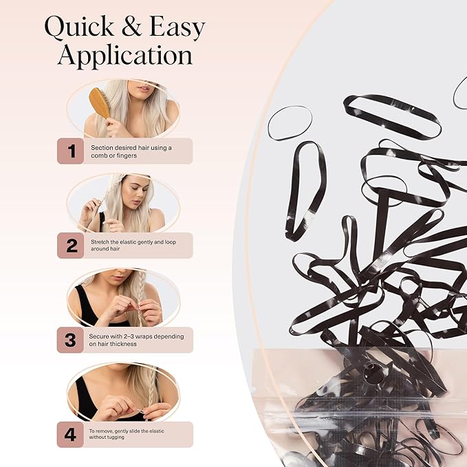Kitsch Hair Ties No Damage for Kids, Teens and Women - Rubber Bands for Hair Styling | No Snag Hair Elastics | Daily Hair Accessories | Ideal Gifts for Women - 500pcs (Black)