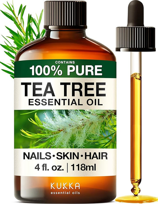 KUKKA Tea Tree Essential Oils - 4 Fl Oz - for Hair, Skin, Diffuser, Aromatherapy & DIY Soap Making Scent
