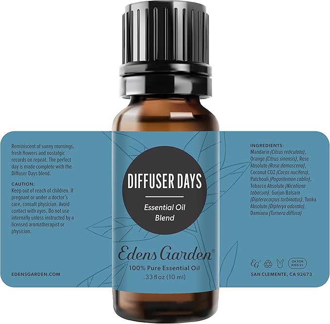 Edens Garden Diffuser Days Essential Oil Blend- 100% Pure Premium Grade, Undiluted, Natural, Therapeutic, Aromatherapy, The Best for Diffusing, Candle, Laundry, Humidifiers 10 ml (.33 fl oz)