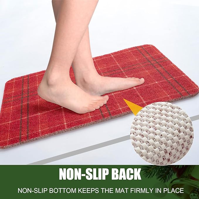 Christmas Non-Slip Bathtub Mat, Anti Slip Shower Mat, Fast Drying Bathtub Mats, Foot Scrubber Mat, Anti Slip Mat for Tub, Floor, Bathroom, Kitchen, Home, Hotel (Holiday Plaid, 40"x16")
