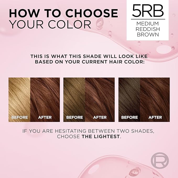 L'Oreal Paris Excellence Crème Permanent Hair Dye, Triple Care Hair Color with Pro-Keratine Complex for 100% Gray Hair Coverage, 5RB Medium Reddish Brown, 1 Kit