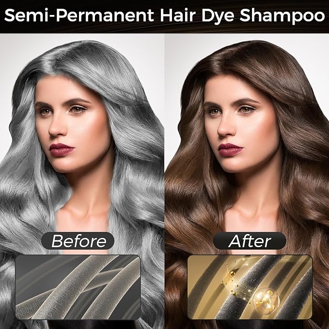 Hair Dye Shampoo 3 IN 1, Hair Color Shampoo for Gray Hair Coverage for Women Men, Herbal Formula, Lasts up to 30 Days (16.9 Fl Oz)