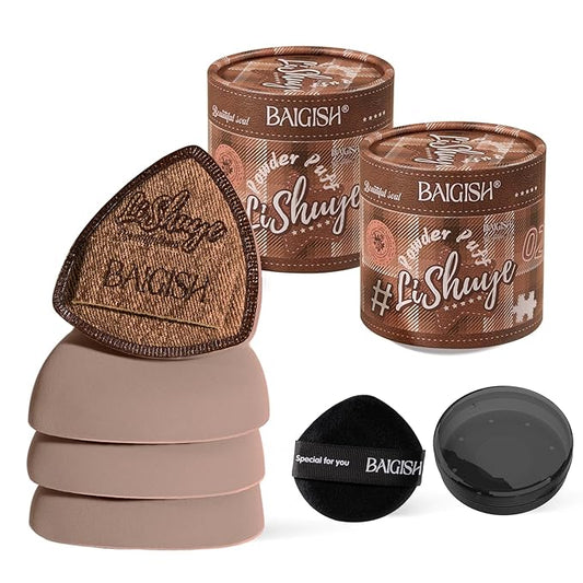 Makeup Sponge Set For Foundation Concealer, Triangle Powder Puff Soft Sponges Blender, Latex Free Blender Sponge For Liquid, Cream, and Powder Seamless & Flawless Makeup (Maillard 4 Set)