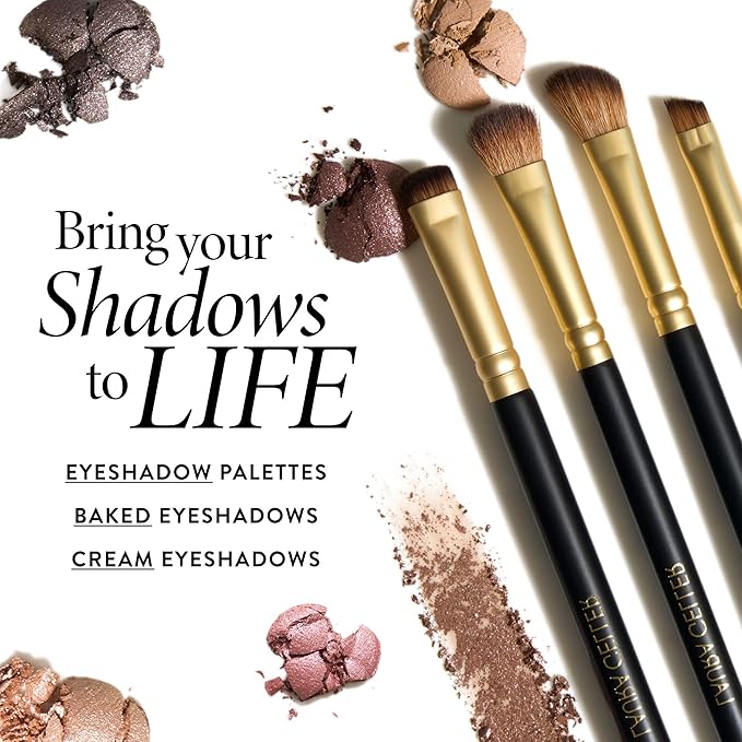 LAURA GELLER NEW YORK Shadow Skills 4-Piece Brush Set - Essential Eyeshadow Brushes - Pack of 4