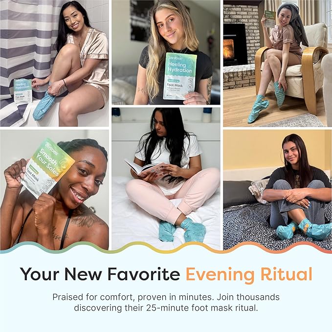 ZenToes Cooling Foot Mask - Hydrating Peppermint & Shea Butter Sheet Masks with Menthol for Soothing Tired, Achy, Dry Feet - Spa Treatment at Home, Paraben & Sulfate Free, 3 Pairs