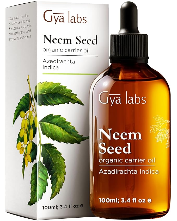 Gya Labs Neem Carrier Oil - 3.4 Fl Oz - for Hair, Skin, Face, Scalp & Body Massage