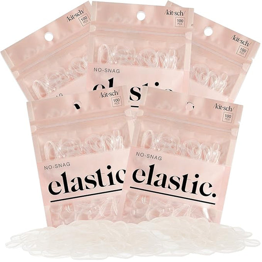 Kitsch Hair Ties No Damage for Kids, Teens and Women - Rubber Bands for Hair Styling | No Snag Hair Elastics | Daily Hair Accessories | Ideal Gifts for Women - 500pcs (Clear)