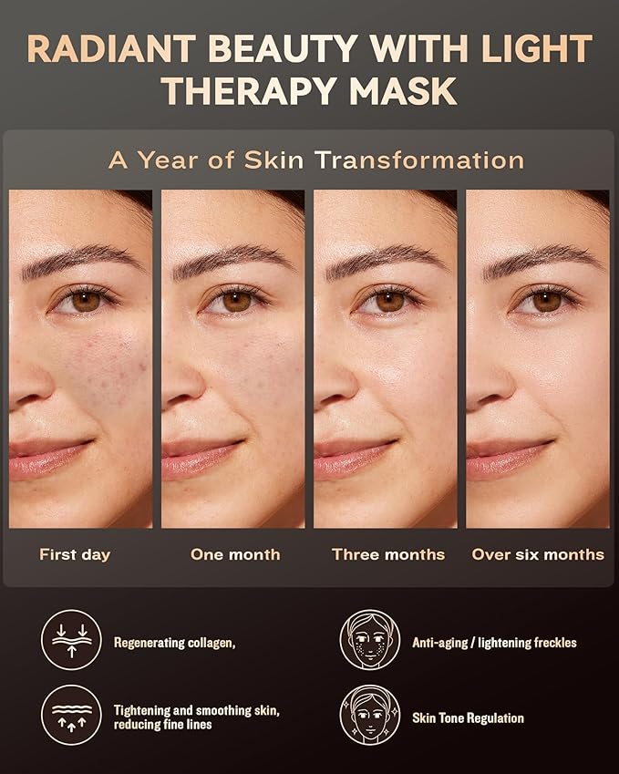 FOLOKE LED Light Therapy Mask Skin Care Mask, LED Red Light Therapy 630nm & 830nm Wavelength for Home Use, Body Beauty Machine for Care at Home (White)