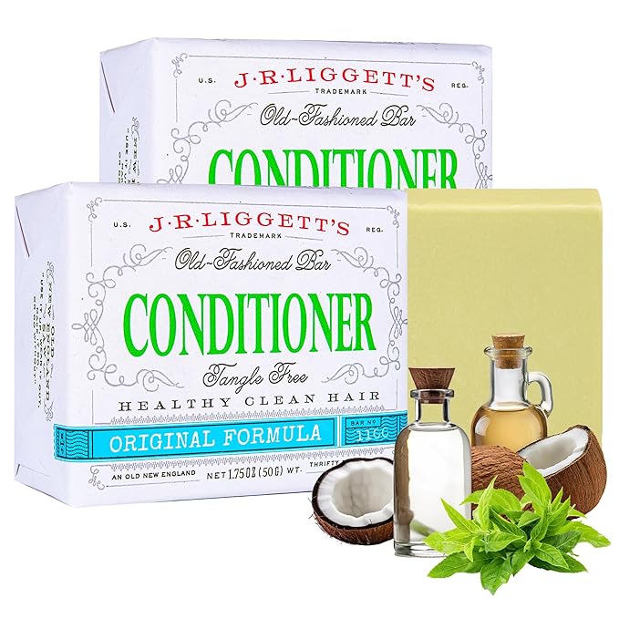 J·R·LIGGETT'S Conditioner Bar - Original Formula, All Natural Hair Conditioner with Coconut Oil & Cocoa Butter - Sulfate Free, Gmo Free, Plant-Based Ingredients for Soft & Smooth Hair, 1.75oz - 2 Pack