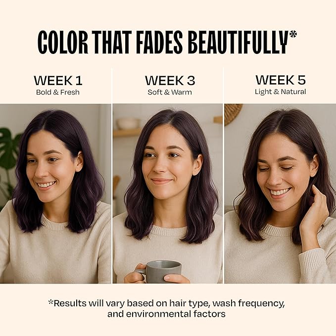 Overtone Semi Permanent Hair Color Conditioner, Royal Plum, 8 oz, Nourishing, Damage-Free, Color Depositing Mask for All Hair Types with Shea Butter & Coconut Oil, Vegan & Cruelty-Free