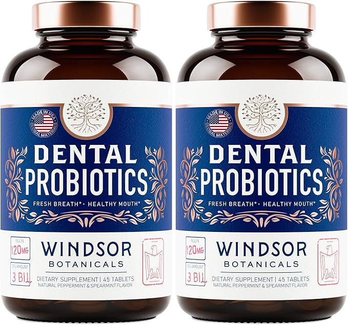 Oral Probiotics for Teeth and Gums - 3BN CFU Lactobacillus Salivarius, Paracasei, K12 Pro B, Inulin Dental Probiotics for Bad Breath Treatment, Gum Health - 90 Best Breath Oral Probiotic Mint Tablets