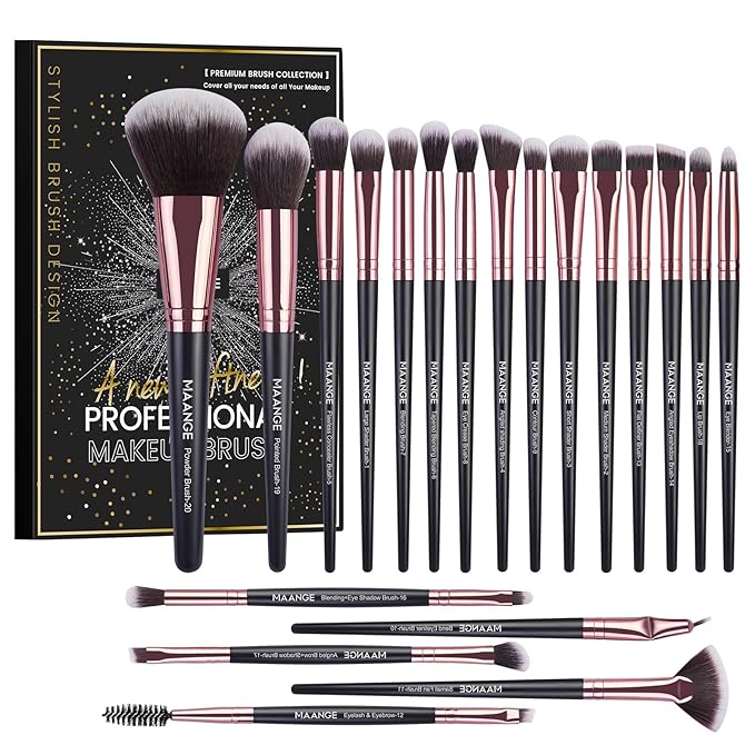 Make up Brushes, 20 Pcs Professional Makeup Brushes Set Foundation Eyeshadow Blush Brush,Travel Kabuki Blending Concealers Face Powder Eye Makeup Brush Sets with Gift box(Black)