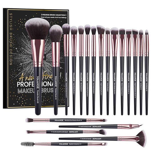 Make up Brushes, 20 Pcs Professional Makeup Brushes Set Foundation Eyeshadow Blush Brush,Travel Kabuki Blending Concealers Face Powder Eye Makeup Brush Sets with Gift box(Black)