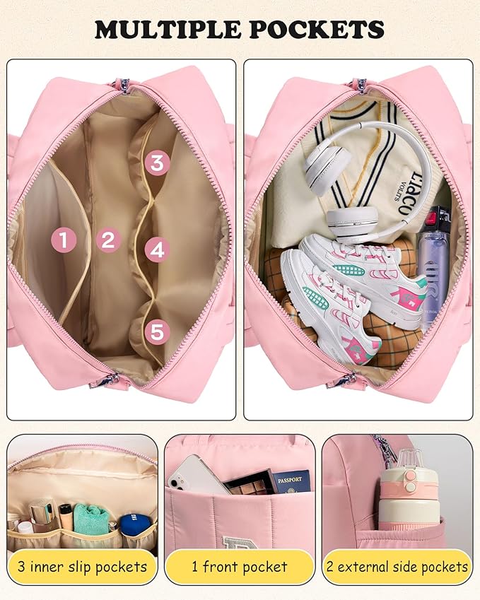 Tween Gift, Duffle Bag for Travel, Weekender Bags for Women，Initial Overnight Bag with Wet Pocket，Travel Bags Personalized Gym Tote with Makeup Pouch-11 Year Old Girl Birthday Gifts