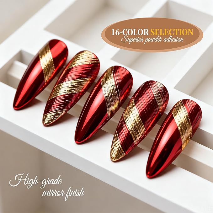 Artdone 16 Colors 0.5gram Chrome Nail Powder, Iridescent Aurora Chameleon Powder Metallic Mirror Effect Pigment Pearlescent Mermaid Pearl Glitter Dust Kit, Nail Art Decoration, Resin Craft