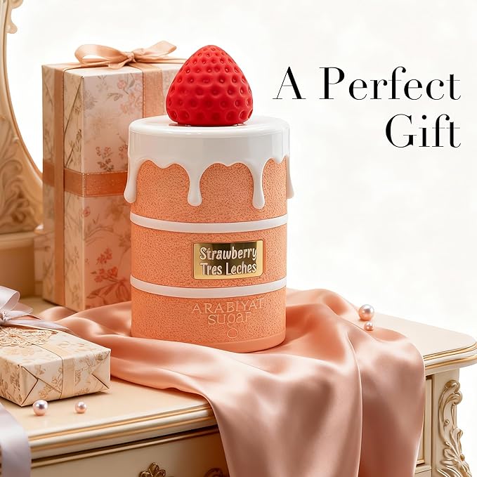 Strawberry Tres Leches Perfume for Women, Fruity Gourmand Scent with Strawberry & Marshmallow, Long Lasting Delicate EDP, 3.4 Fl Oz