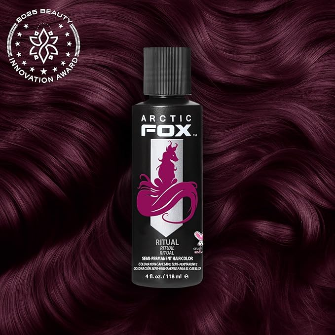 Arctic Fox Semi-Permanent Hair Dye, Vegan & Cruelty-Free, Ammonia-Free, Conditioning, Long Lasting, Vibrant Burgundy Red, For All Hair Types, Ritual, 4 Fl Oz (Pack of 2)