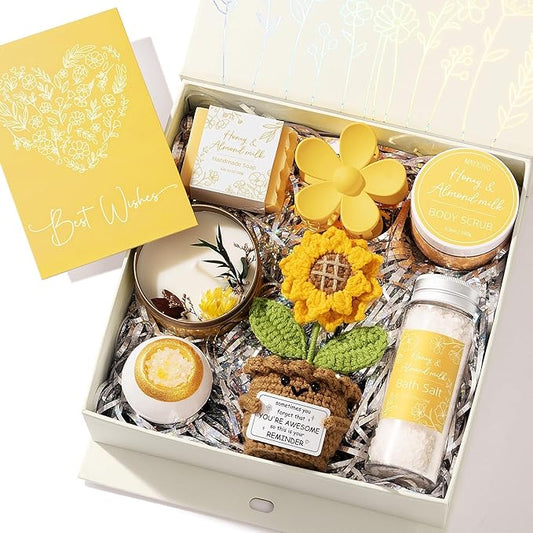 Spa Gifts for Women Bath Gift Set, Honey & Almond Milk Relaxing Spa Gift Baskets Home Bath Self Care Kit Care Package Thank You Get Well Christmas Birthday Gifts for Women Mom Her Friends Sister Wife
