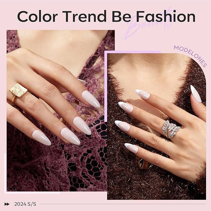 modelones Nude Gel Polish Glitter Glitter Gel Nail Polish Pink Shimmer Nail Polish Base Color Soak Off U V Soap Nails for Nail Art Manicure at Home 15ML