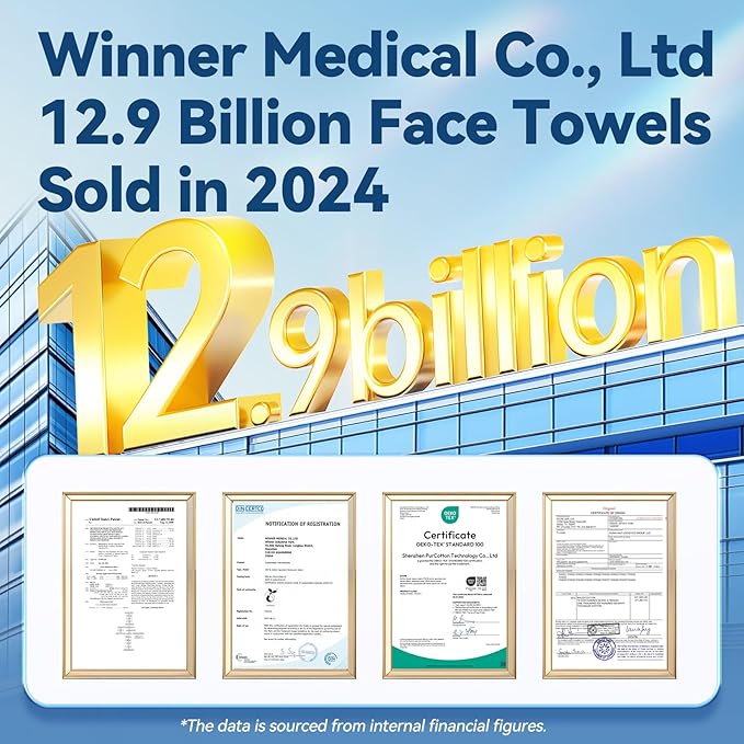 Winner Soft Face Towels, 100% USDA Biobased Facial Towels, 6 Packs per Case, 6 Bags per Pack (36 Bags Total)