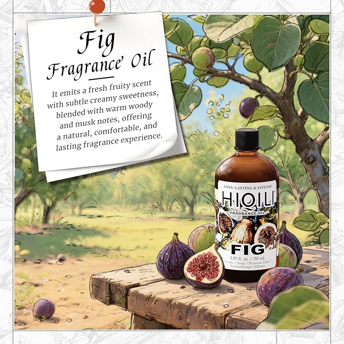 HIQILI Fig Fragrance Oil for Hotel Scent Diffuser, Candle & Soap Making Kit, Add to Skin Care, Bath & Body Products - 5.07 Fl Oz