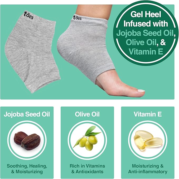 ZenToes Moisturizing Socks for Cracked Heel Treatment, Vitamin E, Olive Oil and Jojoba Oil Heel Socks, Stocking Stuffers for Women, Spa Self Care Gifts for Women (Cotton Gray, Regular)