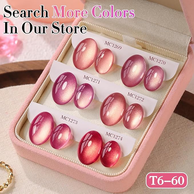 Double Rhythm 0.5 OZ Cat Eye Gel Polish with Magnet 15ML Holographic Glitter Shimmer Translucent Jelly Color Magnetic Nail Polish Salon DIY at Home (Dreamy Rose Purple-MC1273)