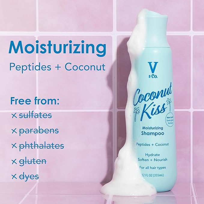 V&Co. Beauty Moisturizing Shampoo and Conditioner Set (12 Oz. Each) - Sulfate Free, Color Safe, and Gentle Formula with Peptide Technology Boosting Hydration for Dry, and Color Treated Hair