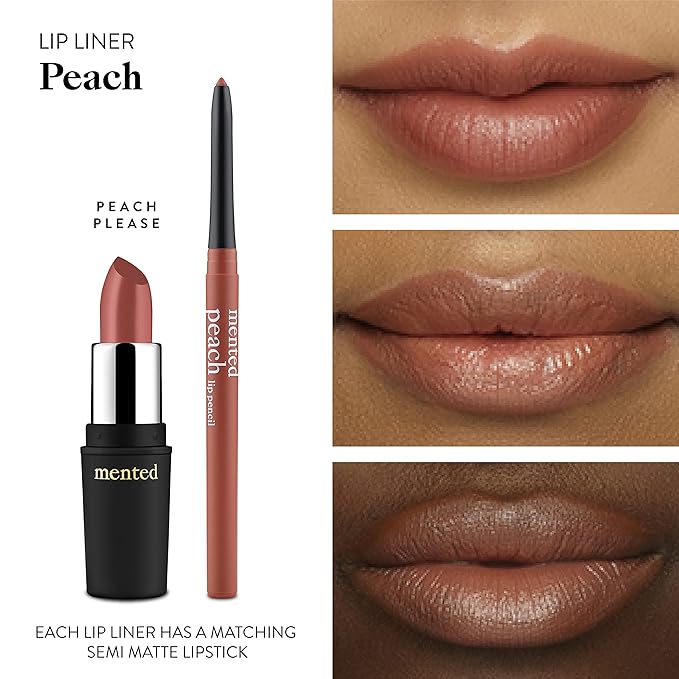 Mented Cosmetics Lip Liner for Women, Dark Brown Lipliner Lip Pencil, Waterproof Lipliner, Vegan + Cruelty Free Makeup, Peach