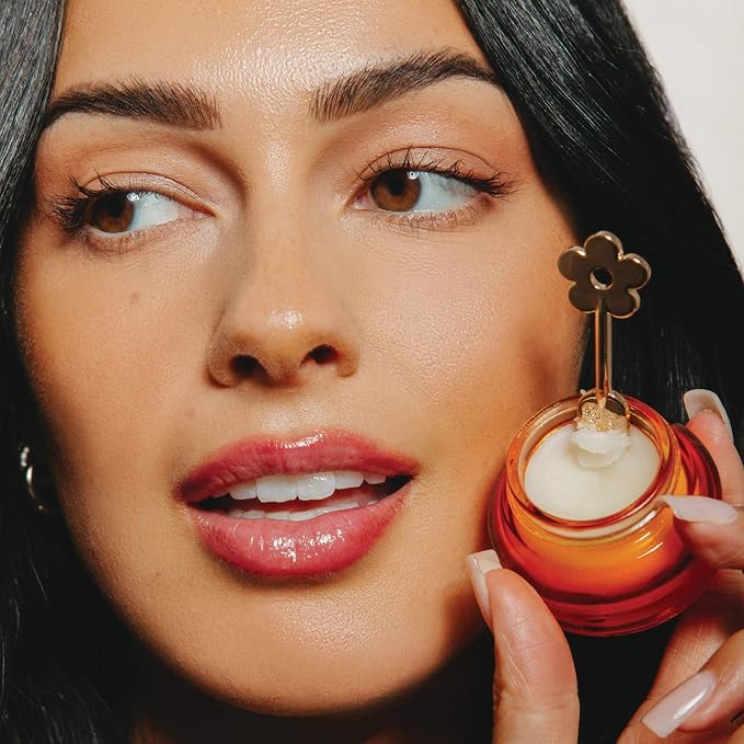 Poppy & Pout Pomegranate Peach Overnight Lip Mask – Natural Lip Care with Shea Butter & Beeswax – Cruelty Free, Recyclable Glass Jar (0.65 oz)