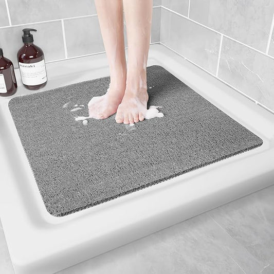 Non Slip Shower Mat, Anti Slip Bath Mat, Quick Drying Bath Tub Mats, Foot Scrubber Mat, Anti Slip Mat for Tub, Floor, Bathroom, Home, Kitchen, Hotel (Grey 24”x24”)