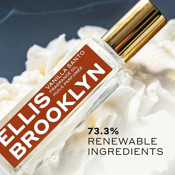 Ellis Brooklyn VANILLA SANTO Perfume Oil Roll-On for Women – Sensual Grown-Up Vanilla Fragrance – Woody & Smoky Perfume with Palo Santo, Cedarwood & Myrrh – Travel-Friendly Rollerball, 15ml